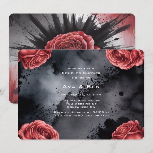 Gotisch Roos Lijst Koppels Douche Kaart (Voorkant / Achterkant)