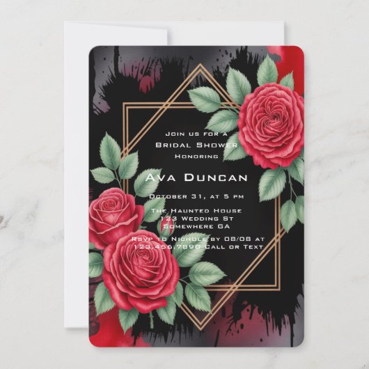 Gotisch Roos Lijst Vrijgezellenfeest Kaart (Voorkant)