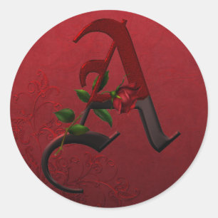 Gotisch Roos monogram A Ronde Sticker