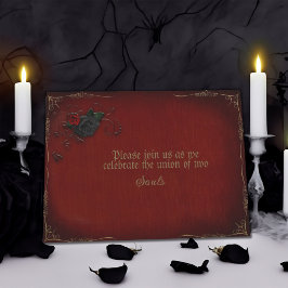 Gotisch Roos Rood en Zwart Bruiloft Kaart