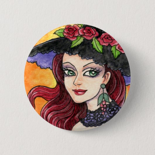 Gotisch Roos Witch Fantasy Button door Ann Howard (Voorkant)