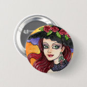 Gotisch Roos Witch Fantasy Button door Ann Howard (Voorkant /achterkant)