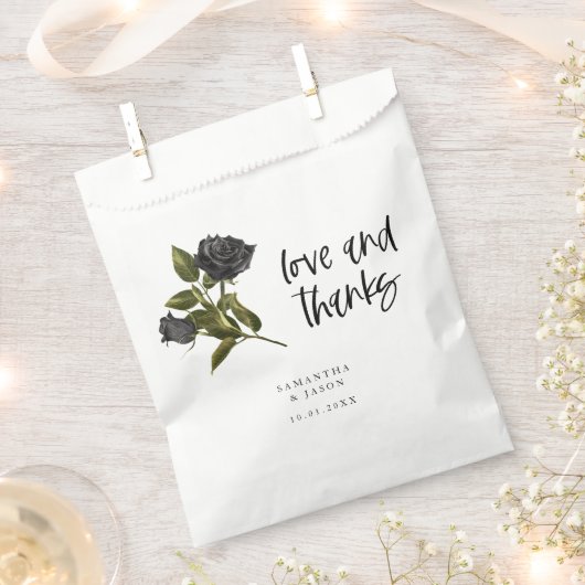 Gotisch Roos Zwart Bruiloft Wit Bedankzakje (Geknipt)