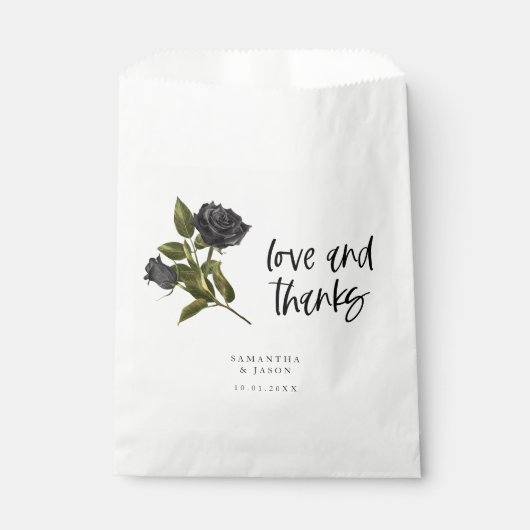 Gotisch Roos Zwart Bruiloft Wit Bedankzakje (Voorkant)