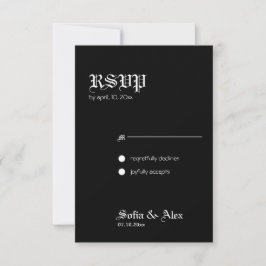 Gotisch roos zwart elegante bruiloft Response Kaar RSVP Kaartje