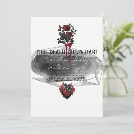 Gotisch Roos Zwart Rood Hart Bloeddruppel Kaart (Staand voorkant)