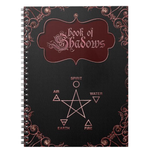 Gotisch Roze Boek van Schaduwen Pentacle Elementen Notitieboek (Voorkant)