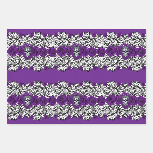 Gotisch:rozen, kant en schedels inpakpapier vel (Voorkant 3)