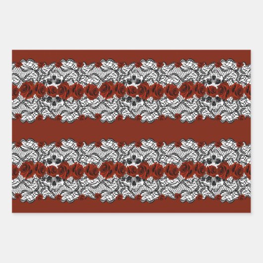 Gotisch:rozen, kant en schedels inpakpapier vel (Voorkant 2)