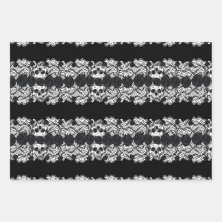 Gotisch:rozen, kant en schedels inpakpapier vel