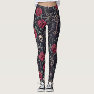 Gotisch Schedel Bloemmotief Hemels Patroon (4) Leggings