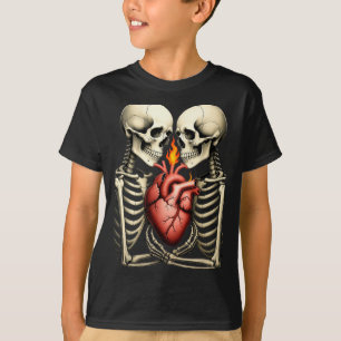 Gotisch Schedel Koppel Vlammend Hart Donkere Roman T-shirt