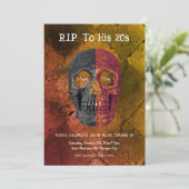 Gotisch Sinaasappel Zwart Halve schedel RIP Naar Z Kaart (Staand voorkant)