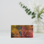 Gotisch Sinaasappel Zwart Halve Schedel Tattoo Sho Visitekaartje (Staand voorkant)