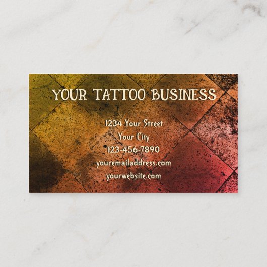 Gotisch Sinaasappel Zwart Halve Schedel Tattoo Sho Visitekaartje (Achterkant)