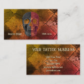Gotisch Sinaasappel Zwart Halve Schedel Tattoo Sho Visitekaartje (Voorkant / Achterkant)