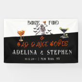 Gotisch Skelet Booze Food Bruiloft Foto Achtergron Spandoek (Horizontaal)