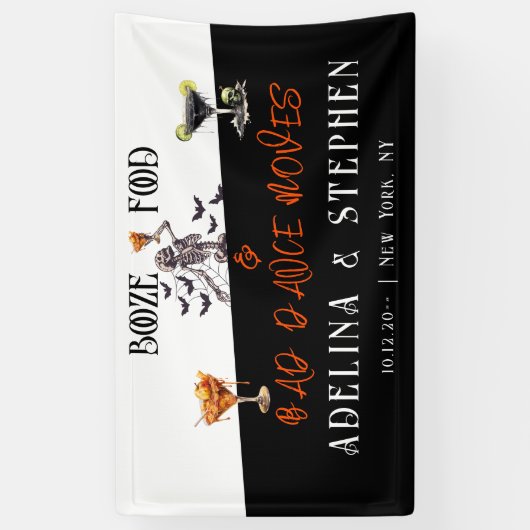 Gotisch Skelet Booze Food Bruiloft Foto Achtergron Spandoek (Verticaal)