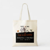Gotisch Skelet Booze Food Bruiloft Foto Achtergron Tote Bag (Achterkant)