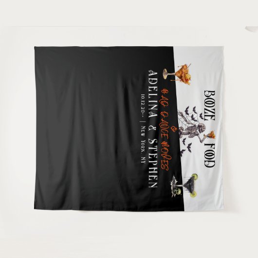 Gotisch Skelet Booze Food Bruiloft Foto Achtergron Wandkleed (Voorkant (horizontaal))