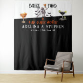 Gotisch Skelet Booze Food Bruiloft Foto Achtergron Wandkleed (In situ)