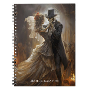 Gotisch Skelet Bruid Groom Halloween Horror Notitieboek