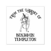 Gotisch Skelet dat Cellospeler Bibliotheek Boeknaa Zelfinktende Stempel (Design)