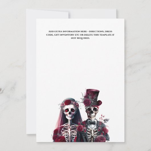Gotisch skelet dode bruidegom bordeaux wit kaart (Achterkant)