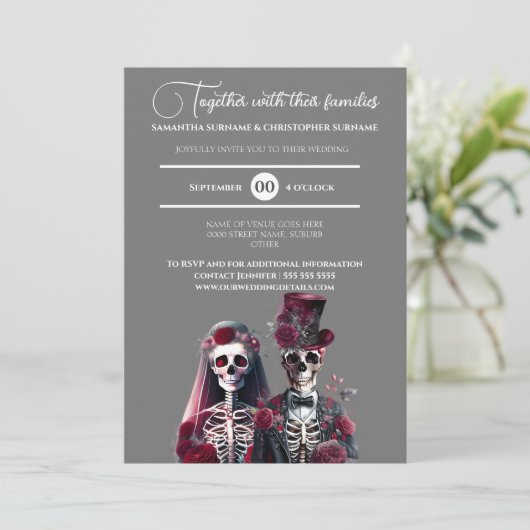 Gotisch skelet dode bruidegom Bourgondië grijs Kaart (Staand voorkant)