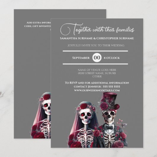 Gotisch skelet dode bruidegom Bourgondië grijs Kaart (Voorkant / Achterkant)