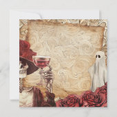 Gotisch Skelet en Ghost Victoriaans Halloween Kaart (Achterkant)