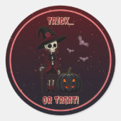 Gotisch skelet en pompoen Halloween Sticker (Voorkant)