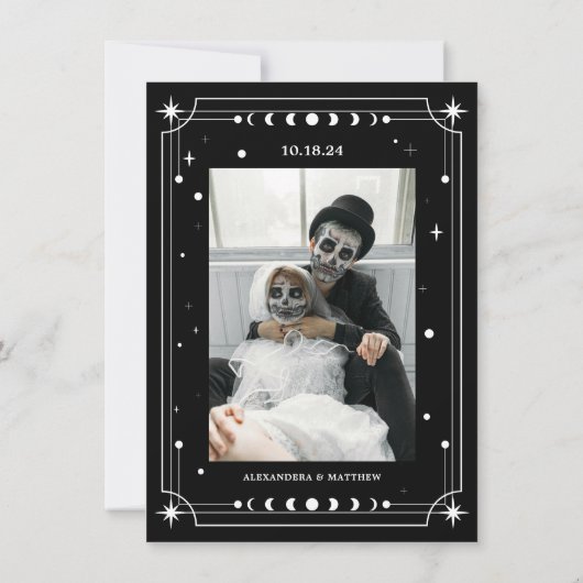 Gotisch Skelet Foto Halloween Bruiloft Bedankkaart (Achterkant)