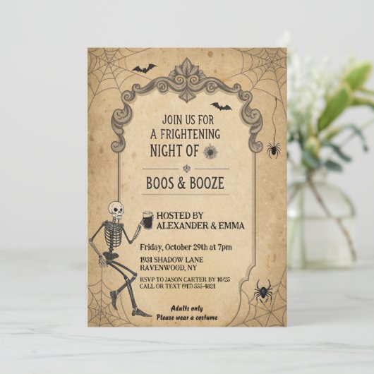  gotisch skelet - Halloweenfeest voor volwassenen Kaart (Staand voorkant)