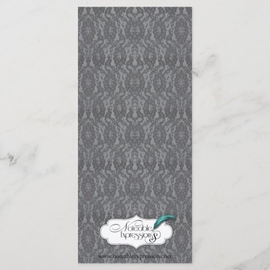 Gotisch Skelet Handen en Rozen Bruiloft Menu (Achterkant)