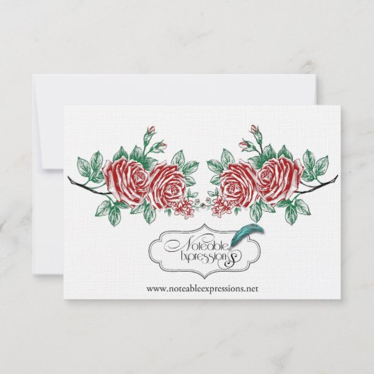 Gotisch Skelet Handen en Rozen Trouwreceptie Kaart (Achterkant)