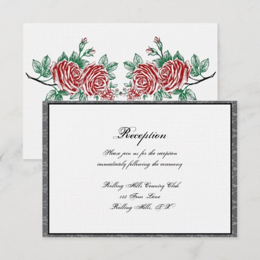 Gotisch Skelet Handen en Rozen Trouwreceptie Kaart (Voorkant / Achterkant)
