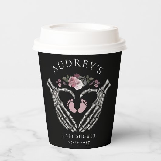 Gotisch Skelet Handen Hart Baby Meisje Douche Papieren Bekers (Voorkant)