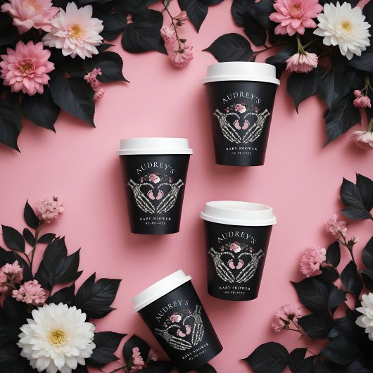 Gotisch Skelet Handen Hart Baby Meisje Douche Papieren Bekers