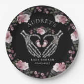 Gotisch Skelet Handen Hart Baby Meisje Douche Papieren Bordje (Voorkant)