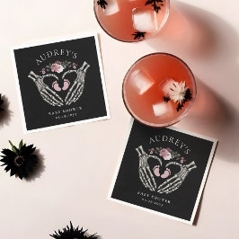 Gotisch Skelet Handen Hart Baby Meisje Douche Servet