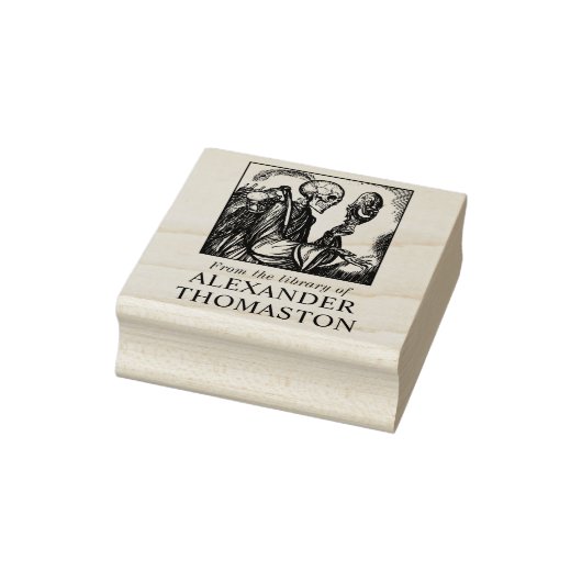 Gotisch Skelet Holding Masker Bibliotheek Boek Naa Rubberstempel (Stempel)