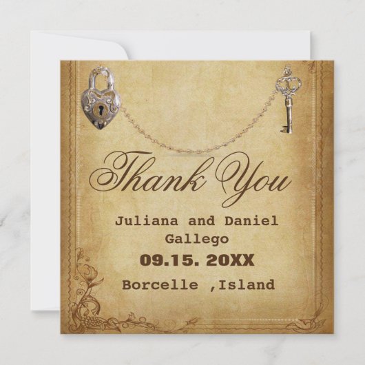 Gotisch Skelet Key bruiloft Bedankkaart (Voorkant)