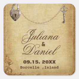 Gotisch Skelet Key bruiloft Vierkante Sticker