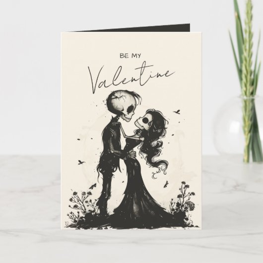 Gotisch Skelet Koppel Donkere Romantische Valentij Feestdagen Kaart (Voorkant)
