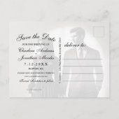 Gotisch Skelet Koppel Rode Rozen Save the Date Aankondigingskaart (Achterkant)