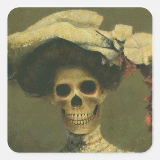 Gotisch Skelet Lady Sticker (Voorkant)