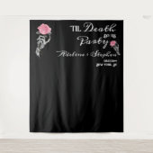 Gotisch Skelet Liefde Tot Dood Bruiloft Achtergron Wandkleed (Voorkant)