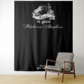 Gotisch Skelet Liefde Tot Dood Bruiloft Achtergron Wandkleed (In situ)