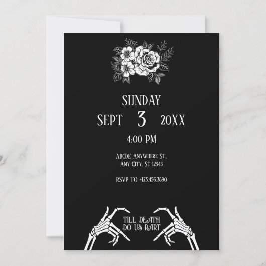 Gotisch skelet paar Alles in een bruiloft uitnodig Kaart (Achterkant)